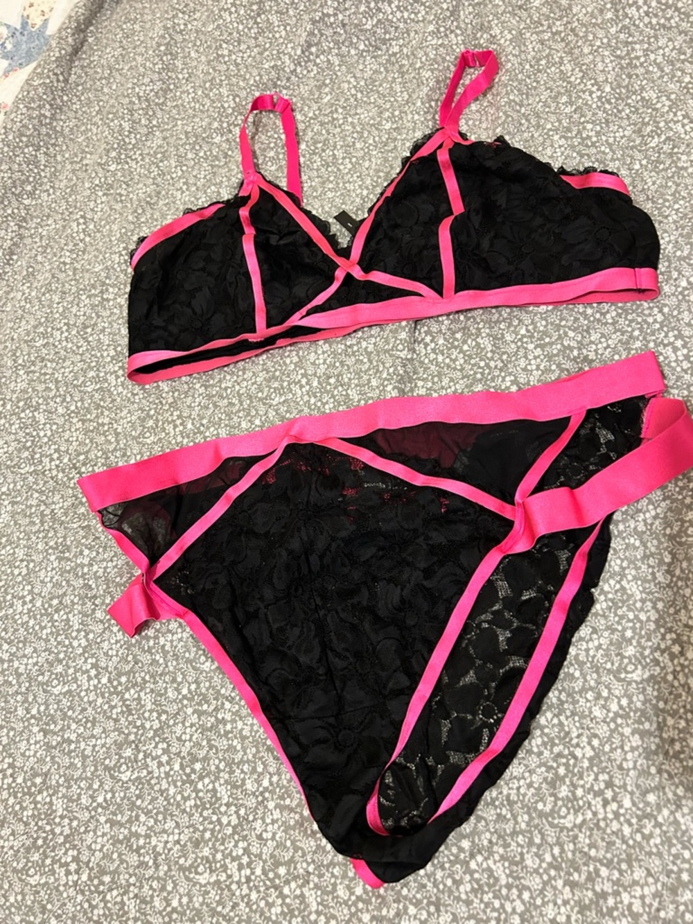 torrid Black Lace Bralette with Hot Pink Trim